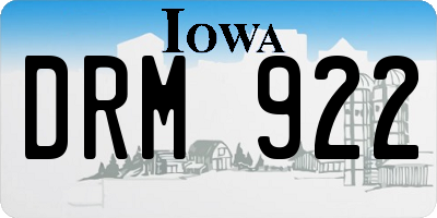 IA license plate DRM922