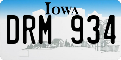 IA license plate DRM934