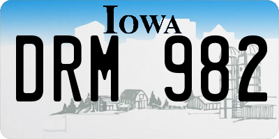 IA license plate DRM982