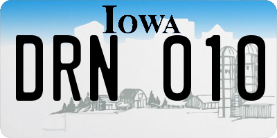 IA license plate DRN010