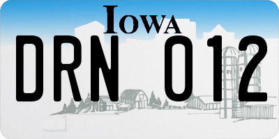 IA license plate DRN012