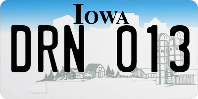IA license plate DRN013