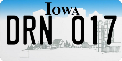 IA license plate DRN017