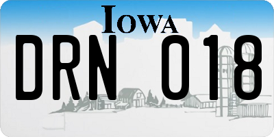 IA license plate DRN018