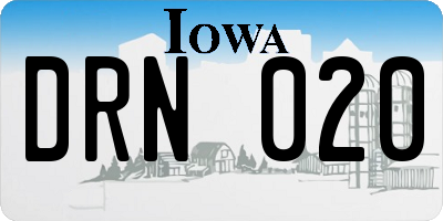IA license plate DRN020