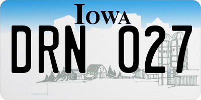 IA license plate DRN027