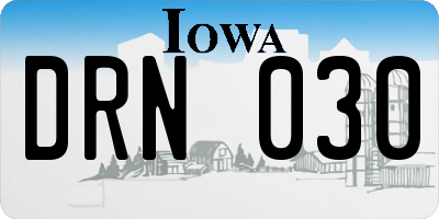 IA license plate DRN030