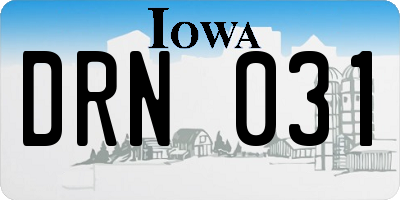 IA license plate DRN031