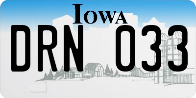 IA license plate DRN033