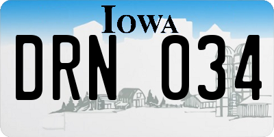 IA license plate DRN034