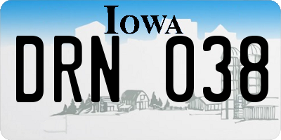 IA license plate DRN038
