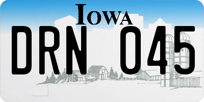 IA license plate DRN045