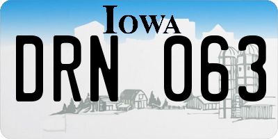 IA license plate DRN063
