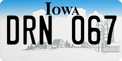 IA license plate DRN067