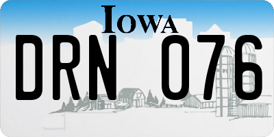IA license plate DRN076
