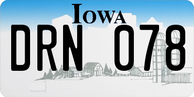 IA license plate DRN078