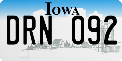 IA license plate DRN092