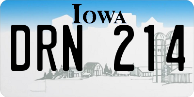 IA license plate DRN214