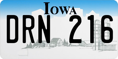 IA license plate DRN216