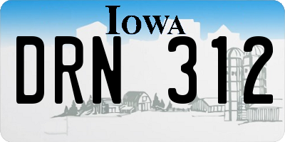 IA license plate DRN312