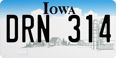 IA license plate DRN314