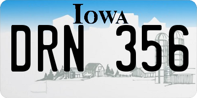 IA license plate DRN356
