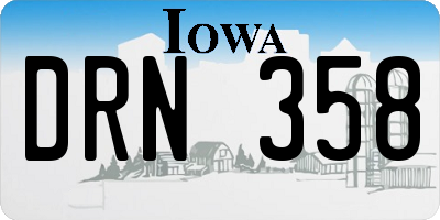 IA license plate DRN358