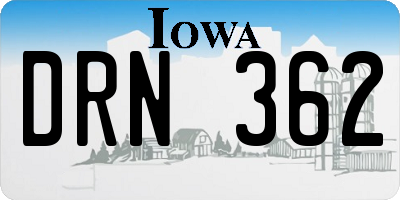 IA license plate DRN362