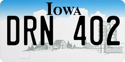 IA license plate DRN402