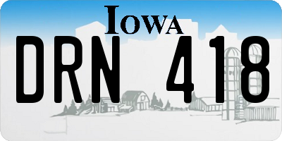IA license plate DRN418