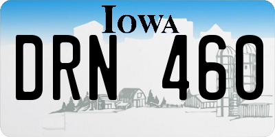 IA license plate DRN460