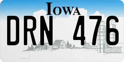 IA license plate DRN476