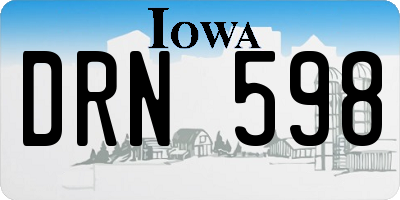 IA license plate DRN598