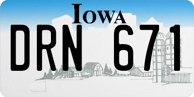 IA license plate DRN671