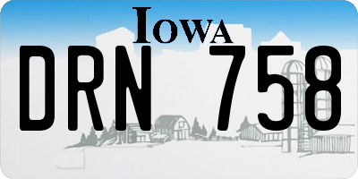 IA license plate DRN758