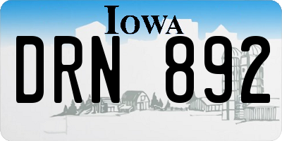 IA license plate DRN892