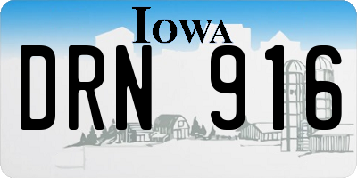 IA license plate DRN916
