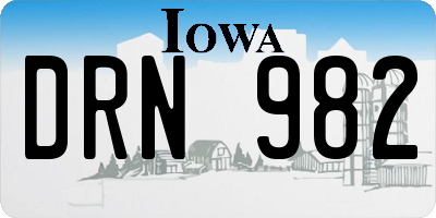 IA license plate DRN982
