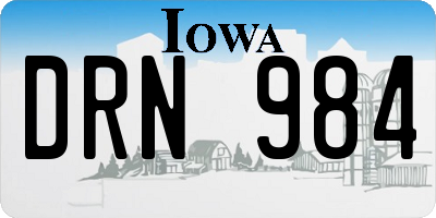 IA license plate DRN984