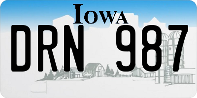 IA license plate DRN987