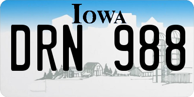 IA license plate DRN988