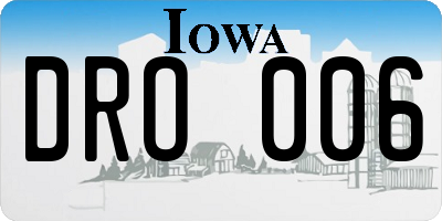 IA license plate DRO006