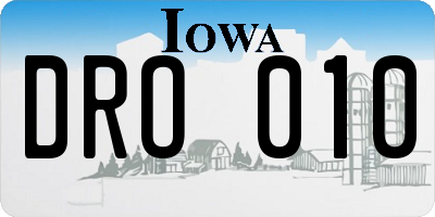IA license plate DRO010