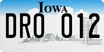 IA license plate DRO012
