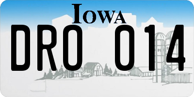 IA license plate DRO014