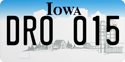 IA license plate DRO015