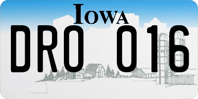 IA license plate DRO016