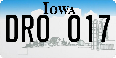 IA license plate DRO017