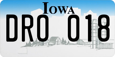 IA license plate DRO018