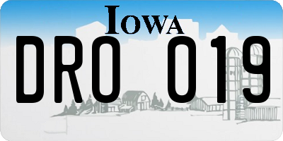 IA license plate DRO019